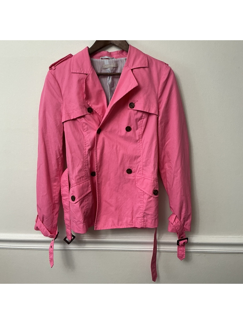 Pink Stefanel Women's Cotton Trench Coat, Size 3 (US 8)